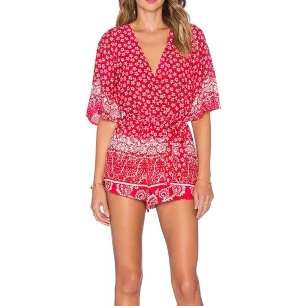 Lovers & Friends Isabelle romper in red scarf